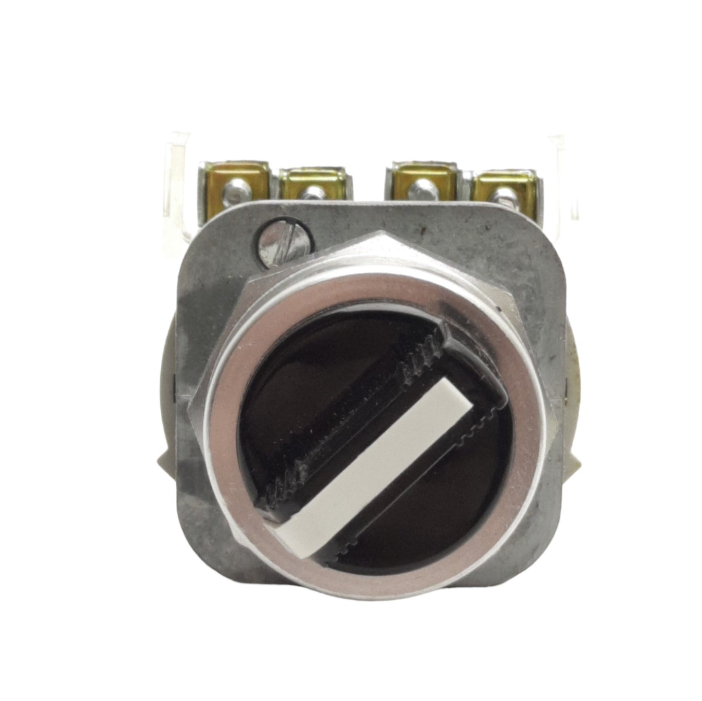 Used Allen Bradley 800T-J2 Selector Switch, 3-Position Maint., 30mm, 1NO & 1NC