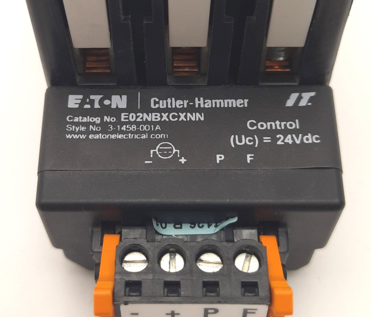 Used Eaton E04NB25X3N Contactor Starter With E02NBXCXNN 24VDC Coil/ 600VAC 25A 3-Pole