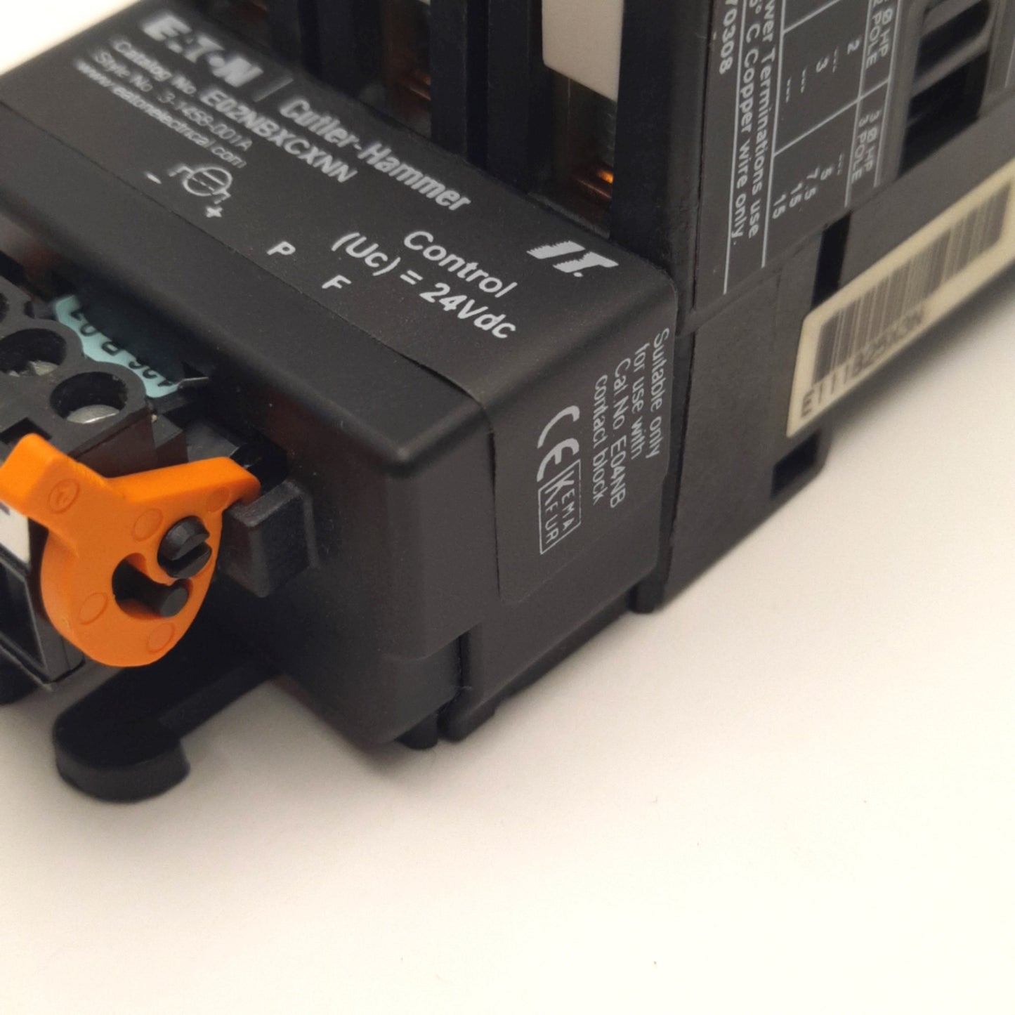 Used Eaton E04NB25X3N Contactor Starter With E02NBXCXNN 24VDC Coil/ 600VAC 25A 3-Pole