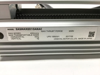Used Oriental EASM4XE010ARAC EZ LIMO Motorized Ball Screw Linear Slide Actuator 100mm