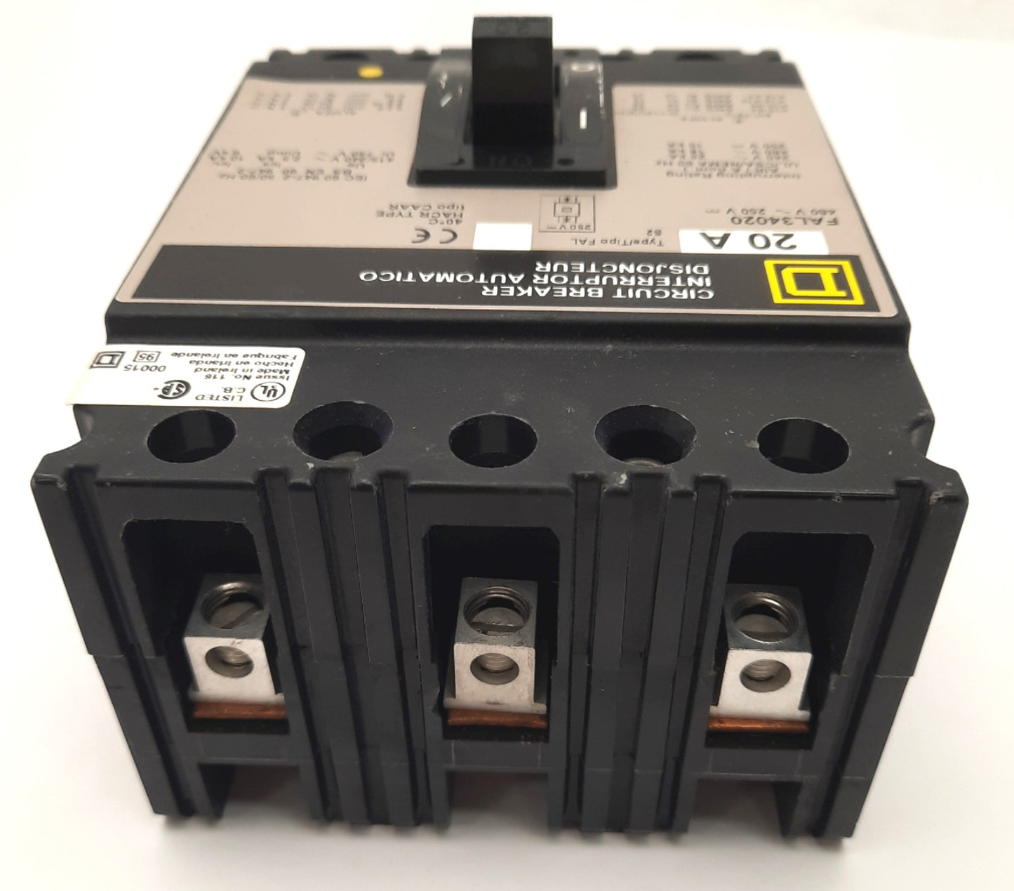 New Square D FAL34020 Circuit Breaker Interruptor 3 Pole, 20 A, 480v AC, 250v DC