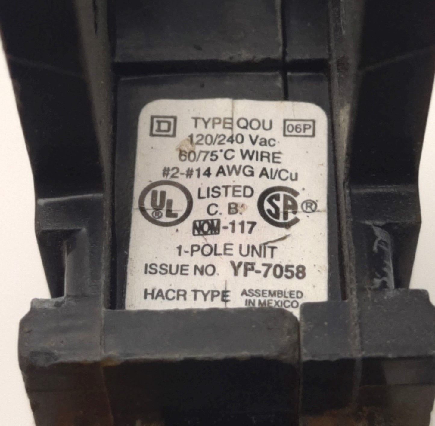 Used Lot of 2 Schneider Electric QOU120 SquareD Circuit Breaker 20A 1 Pole 120/240vAC