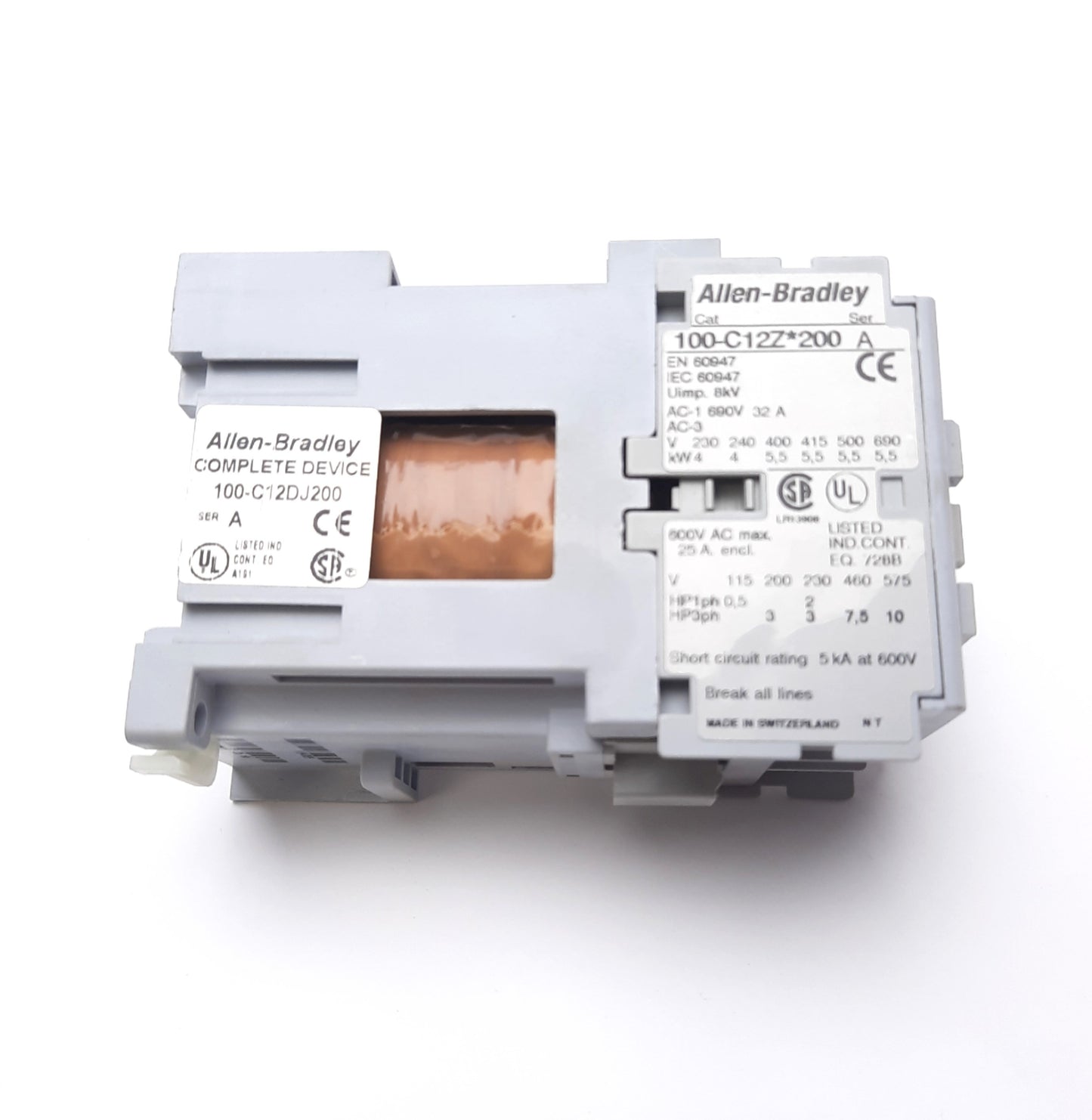 Used Allen Bradley 100-C12DJ200 Contactor, 24VDC Coil, 4-Pole, 2NO-2NC, 25A 600VAC