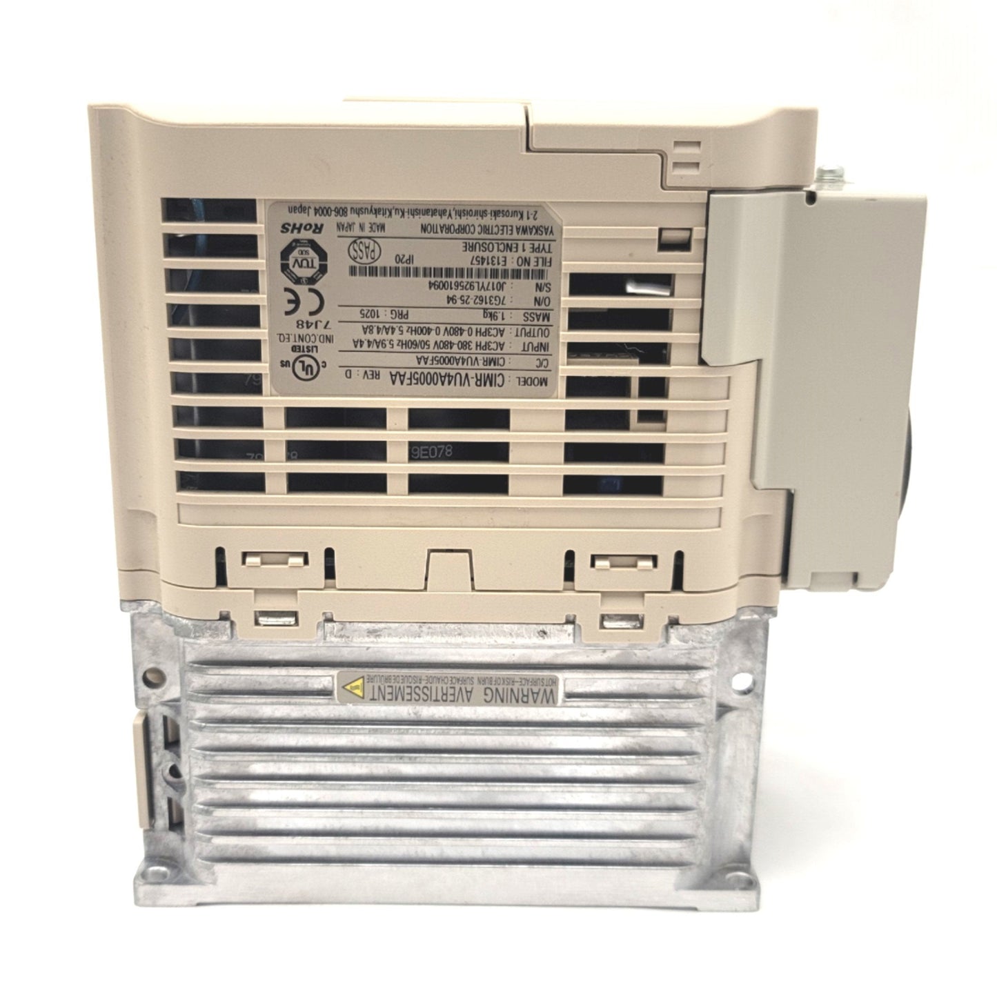 Used Yaskawa CIMR-VU4A0005FAA Variable Frequency Drive 3HP, 380-480VAC, 5.9A, 0-400Hz