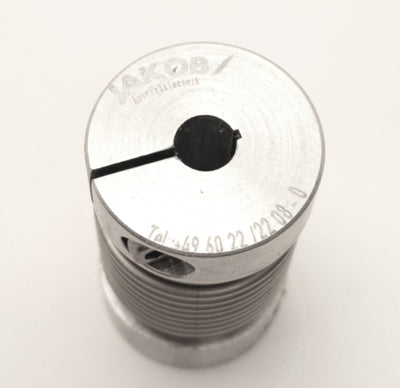 Used Jakob MKM 2 - 1/4" - 3/8" Metal Bellows Coupler 1/4" x 3/8" Bores, 43mm Length