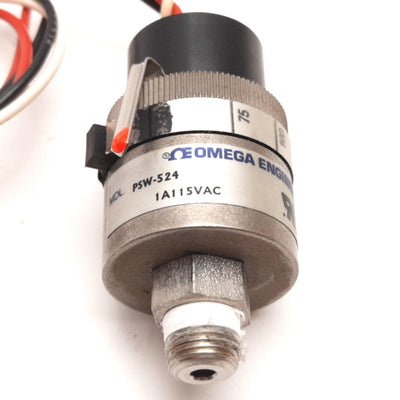 Used Omega PSW-524 Pressure Switch, SPST, Pressure: 7.5-250psi, Connection: 1/8" NPT