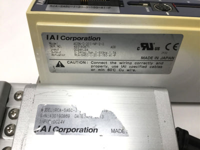 Used IAI RCA-SA5C ROBO Cylinder Linear Positioner Actuator 150mm w/Controller 24VDC