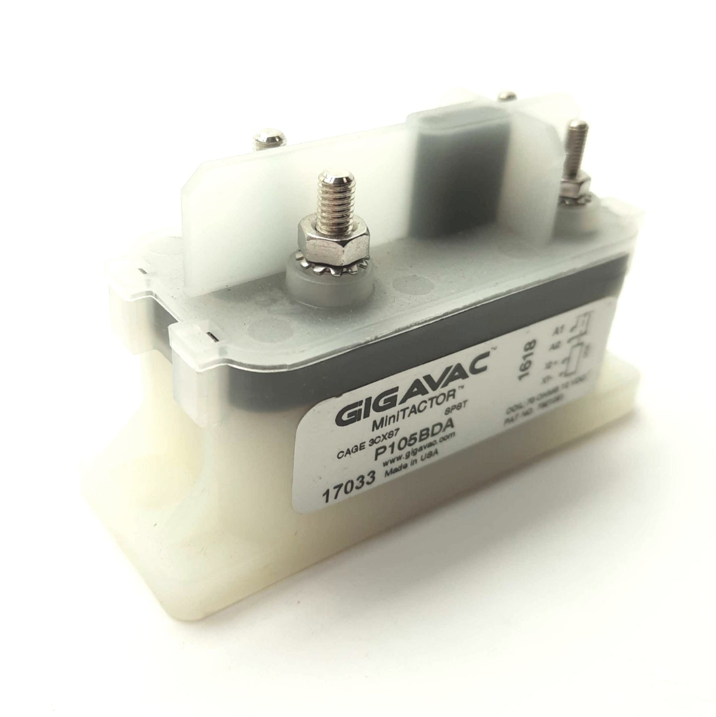 New GIGAVAC P105BDA Contactor, 1-Pole NO, 1200VDC 50A Rating, 12VDC Coil
