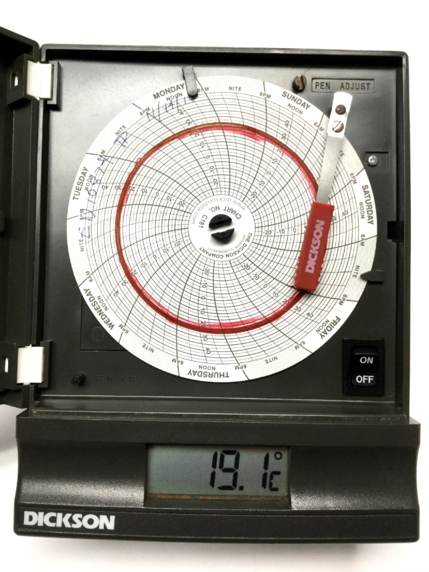 Used Dickson SL4350C7 4" Temperature Chart Recorder, Battery Powered, 7-Day, -30/50°C
