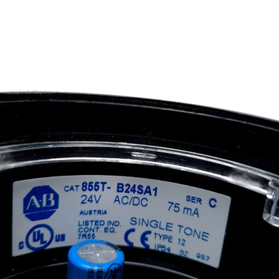 Used Allen Bradley 855T-B24SA1 Single Tone Sound Module With 13 Tones 24VAC/VDC 75mA