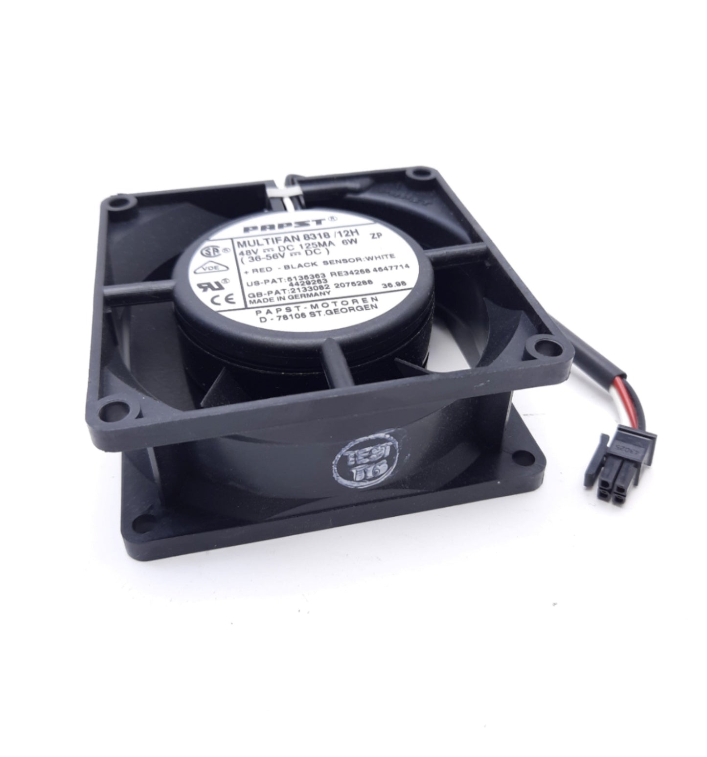New EBM-Papst 8318/12H Axial Fan, 80 x 80 x 32mm, 31.8CFM, 36-56VDC 6W, 3-Wire