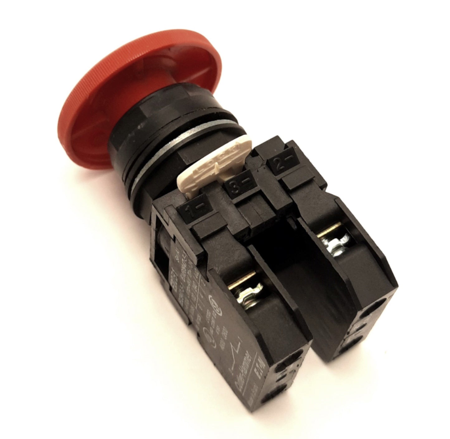 Used Eaton E22LLB2 Push/Twist To Release Operator, Red, 2NC, 40mm Dia, 22.5mm, E22B1