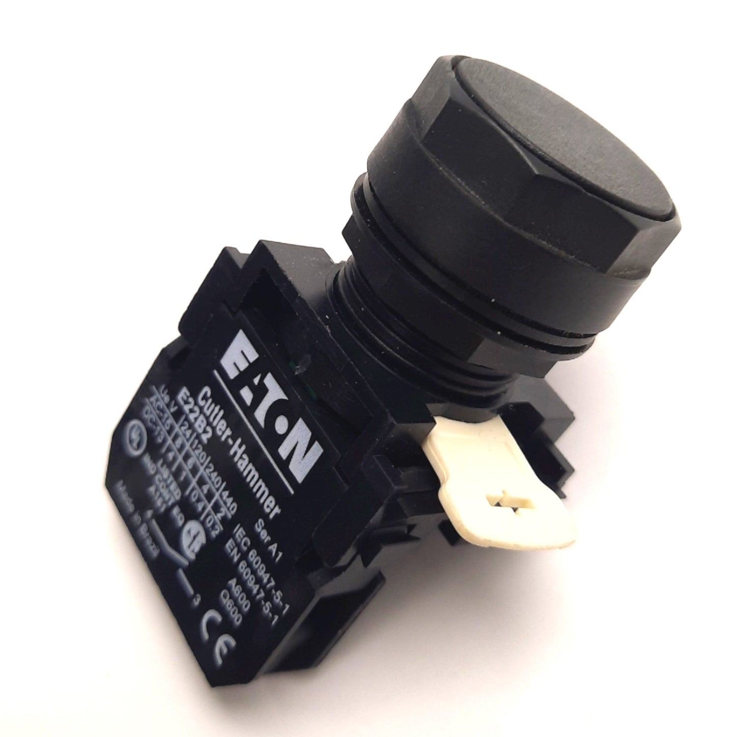 Used Eaton E22PB1 Pushbutton With NO Contact, Momentary, Flush, 10A 600v, E22B2