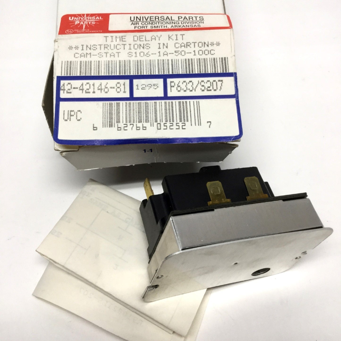 New Cam-Stat S106-1A-50-100C Time Delay Relay, ON on Make/OFF on Break, SPST, 24VAC
