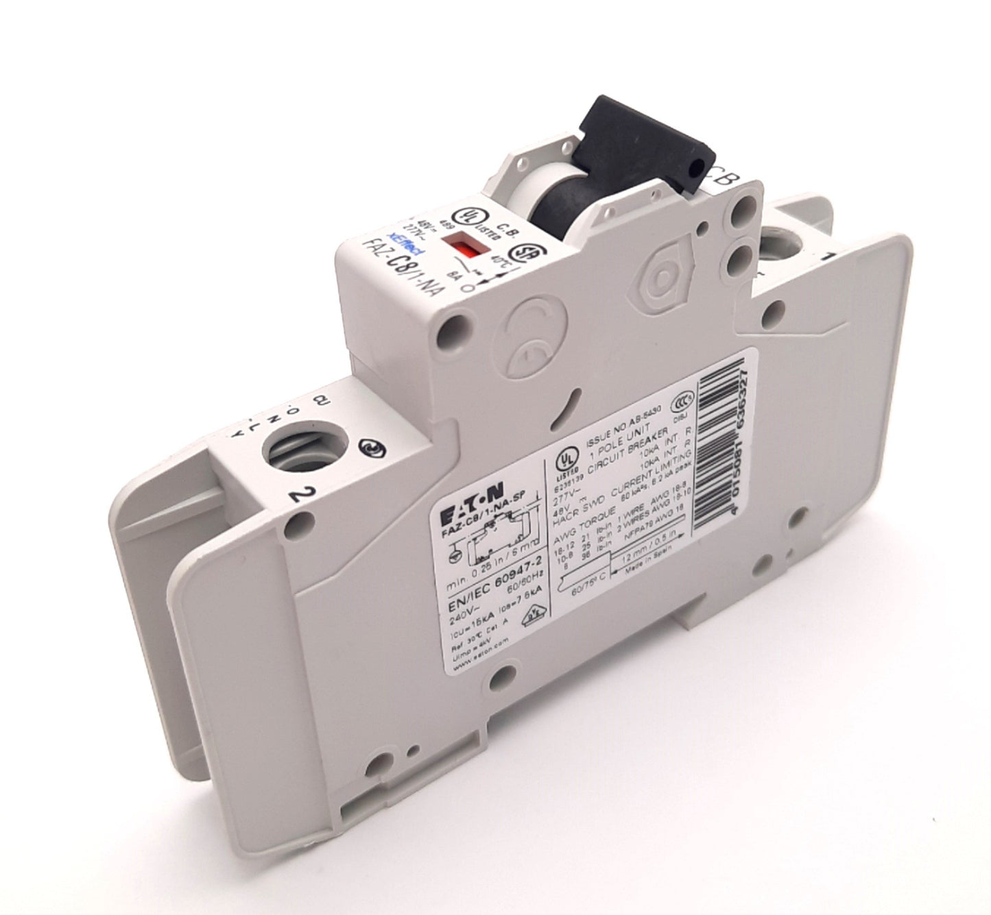Used Eaton FAZ-C8/1-NA-SP Circuit Breaker 1 Pole, 277v AC 48v DC 8A, 10kA, DIN
