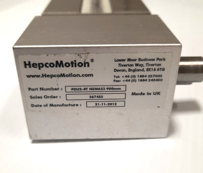 Used HempcoMotion PDU2-RT NEMA23 900mm Belt Driven Actuator, *No Carriage Plate*