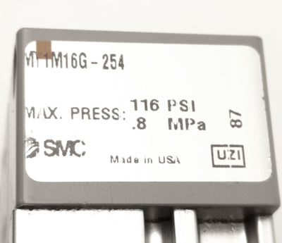 Used SMC MY1M16G-254 Bearing Guide Slide 254mm Travel, 16mm Bore, 116 Psi Max