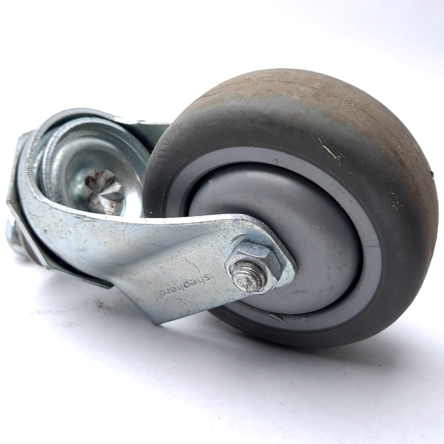 Used Shepherd PGS35748ZN-TPR22 Caster 250LBs Load Ball Bearing No Lock 1/2"-13UNC