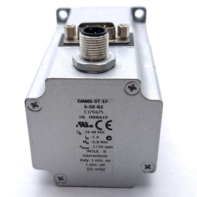 Used Festo EMMS-ST-57-S-SE-G2 Stepper Motor 24-48VDC, 5A, 0.8Nm, 2720rpm 1.8ø 6.5 Dia