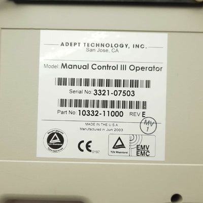 Used Adept 10332-11000 Rev E Manual Control III Operator Teach Pendant