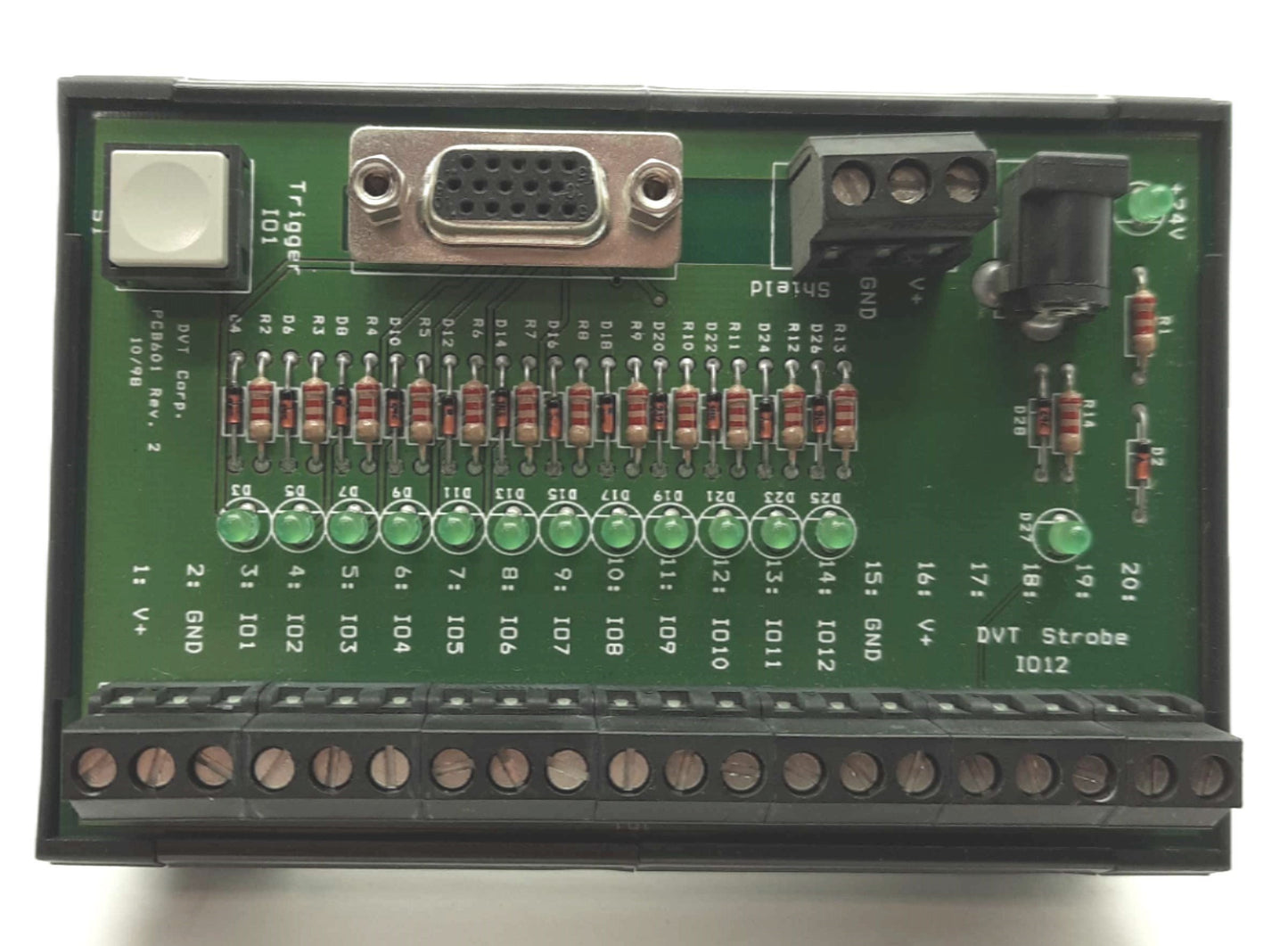 Used DVT/Cognex CON-BRK Machine Vision Breakout Board, 20x Terminals, DB15, 24VDC