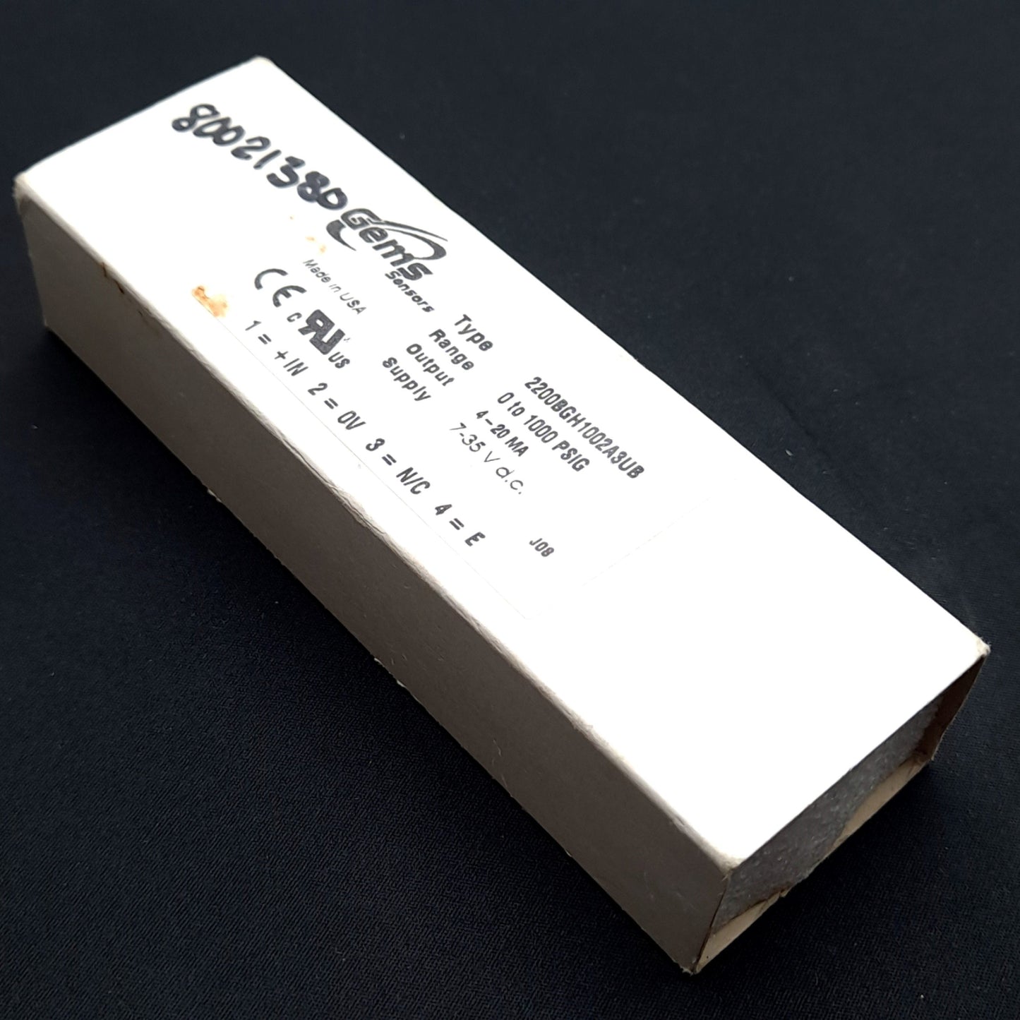New Gems Sensors 2200BGH1002A3UB Pressure Transducer, 1/4" NPT, 0-1000Psi, 4-20mA