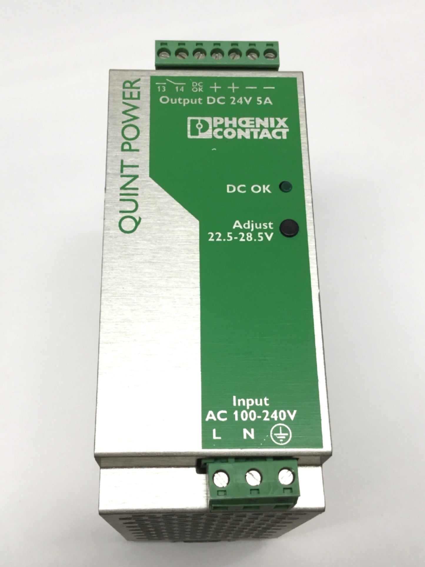 Used Phoenix QUINT-PS-100-240AC/24DC/5 Power Supply 100/240VAC In, 24VDC 5A Out 120W