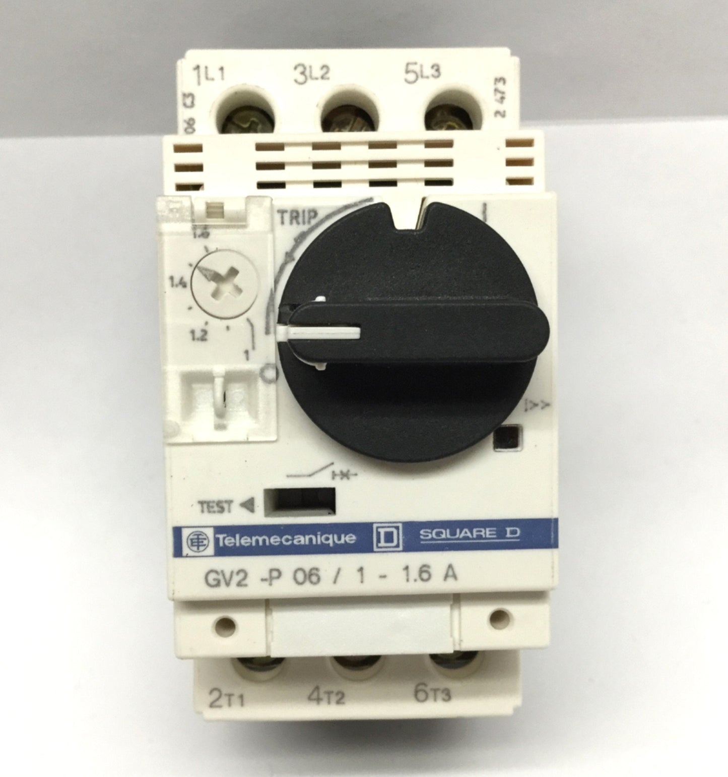 Used Telemecanique GV2-P06 Manual Motor Starter Circuit Breaker, 1-1.6A, 3-Pole