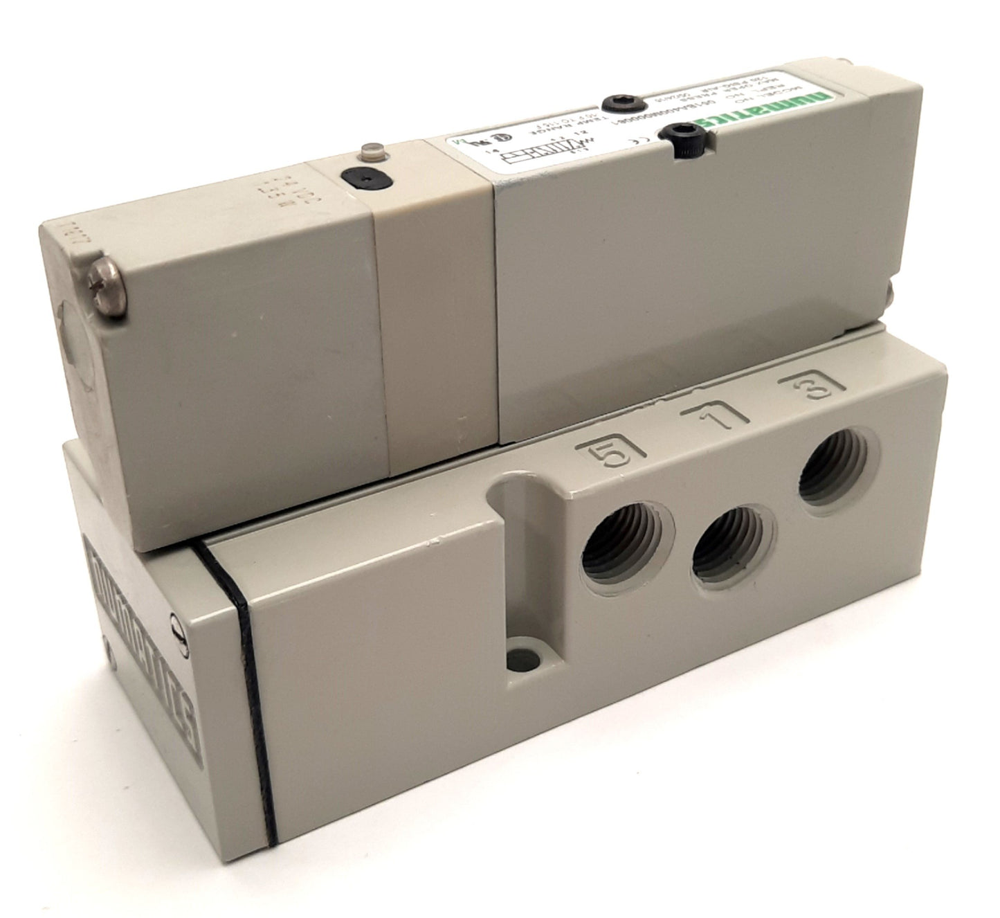 New ASCO 052BA43AMN56Y61 Numatics Solenoid Valve & Base, Vac-150 Psi, 24v DC Coil