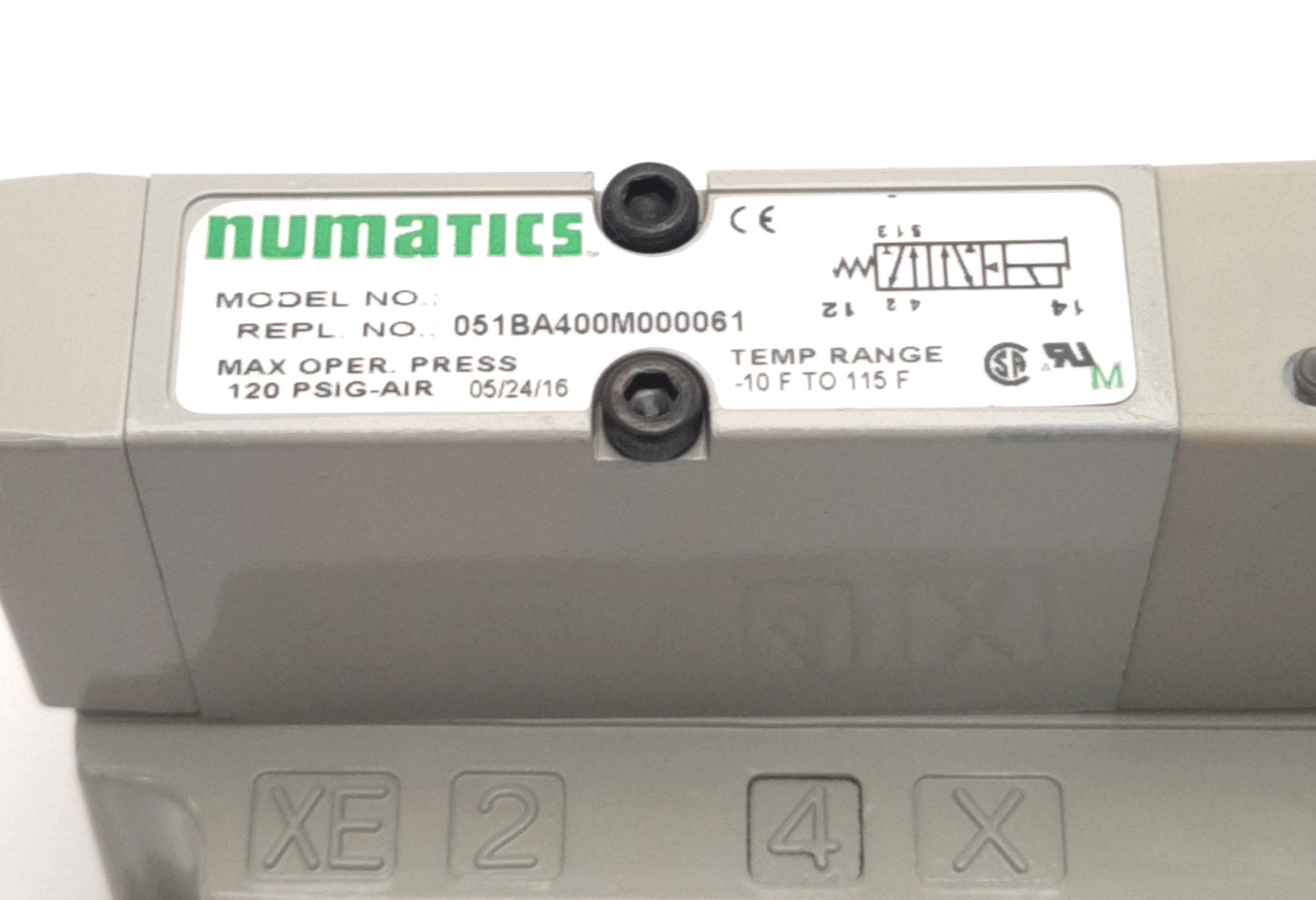 New ASCO 052BA43AMN56Y61 Numatics Solenoid Valve & Base, Vac-150 Psi, 24v DC Coil