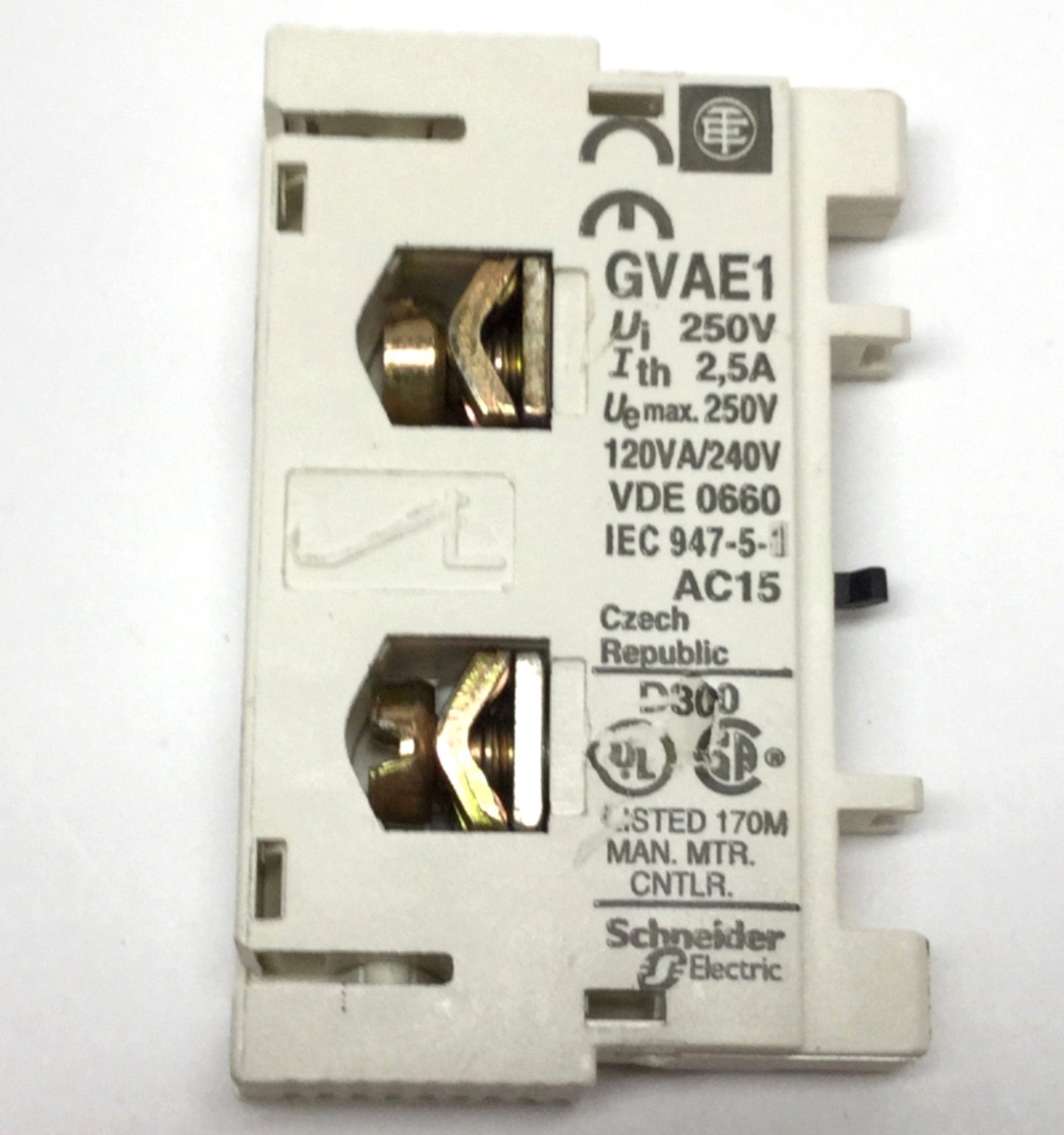 Used Telemecanique GV2-P10 Manual Motor Starter Circuit Breaker, 4-6.3A w/Aux GVAE1