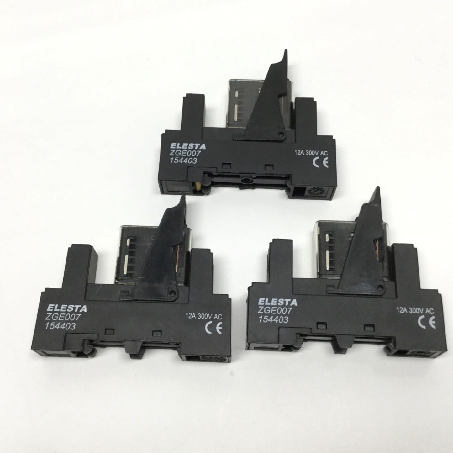 Used Lot of 3 Elesta SGR282 Power Relays DPDT, 24VDC Coil, 250VAC 8A w/Sockets