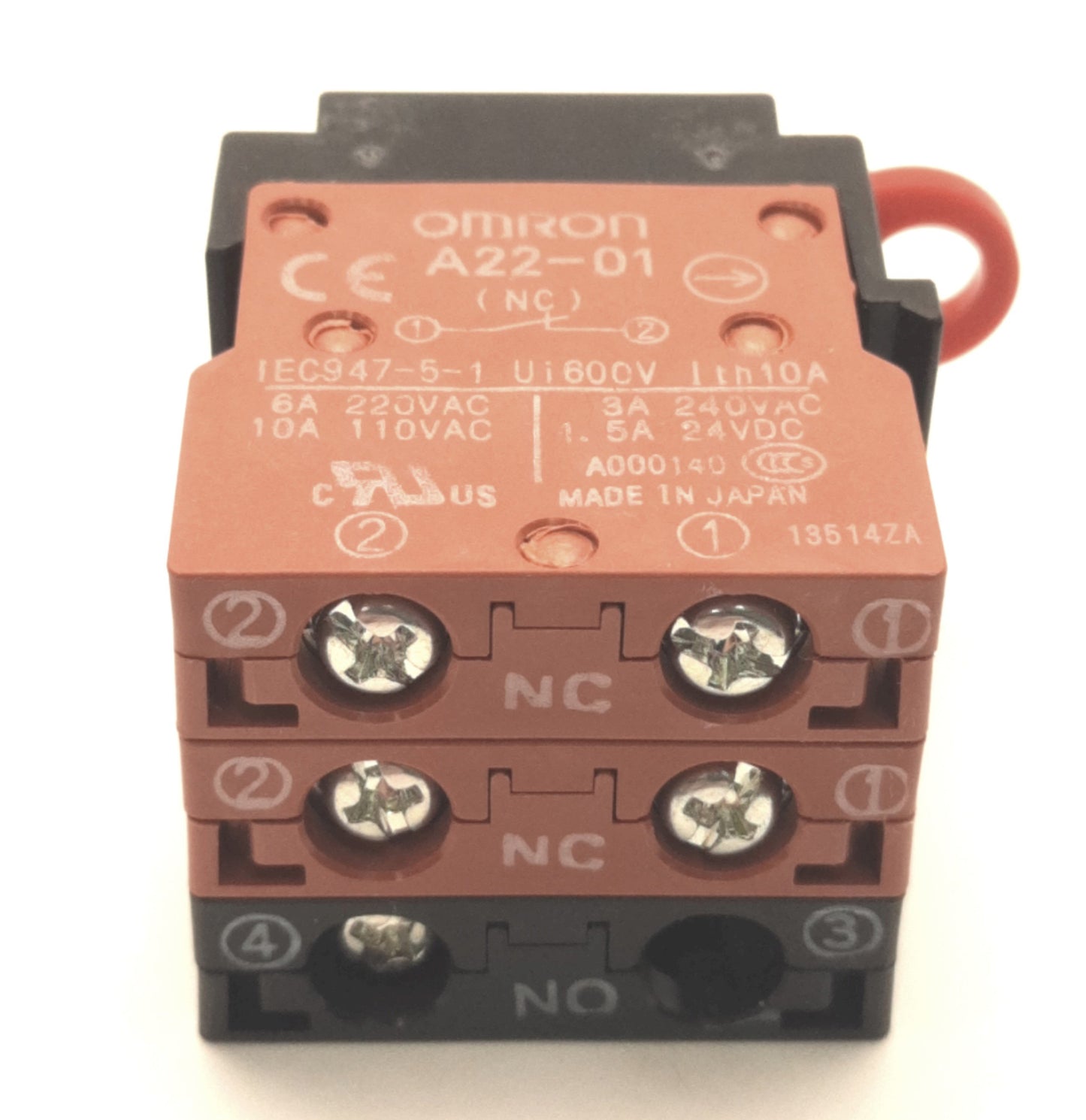 New – Open box Omron A22TK-2LL-12-K01 Keylock Switch, Release Left, 2 Notch, DPST-NC+SPST-NO