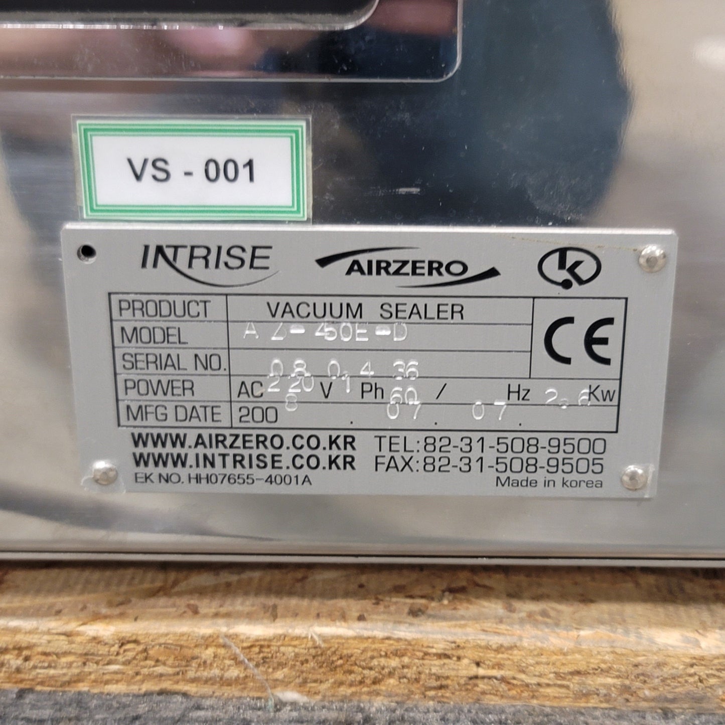 Used Airzero AZ-450E-D Nozzle Type Desktop Vacuum / Gas Flushing Bag Sealer 220VA 1Ph