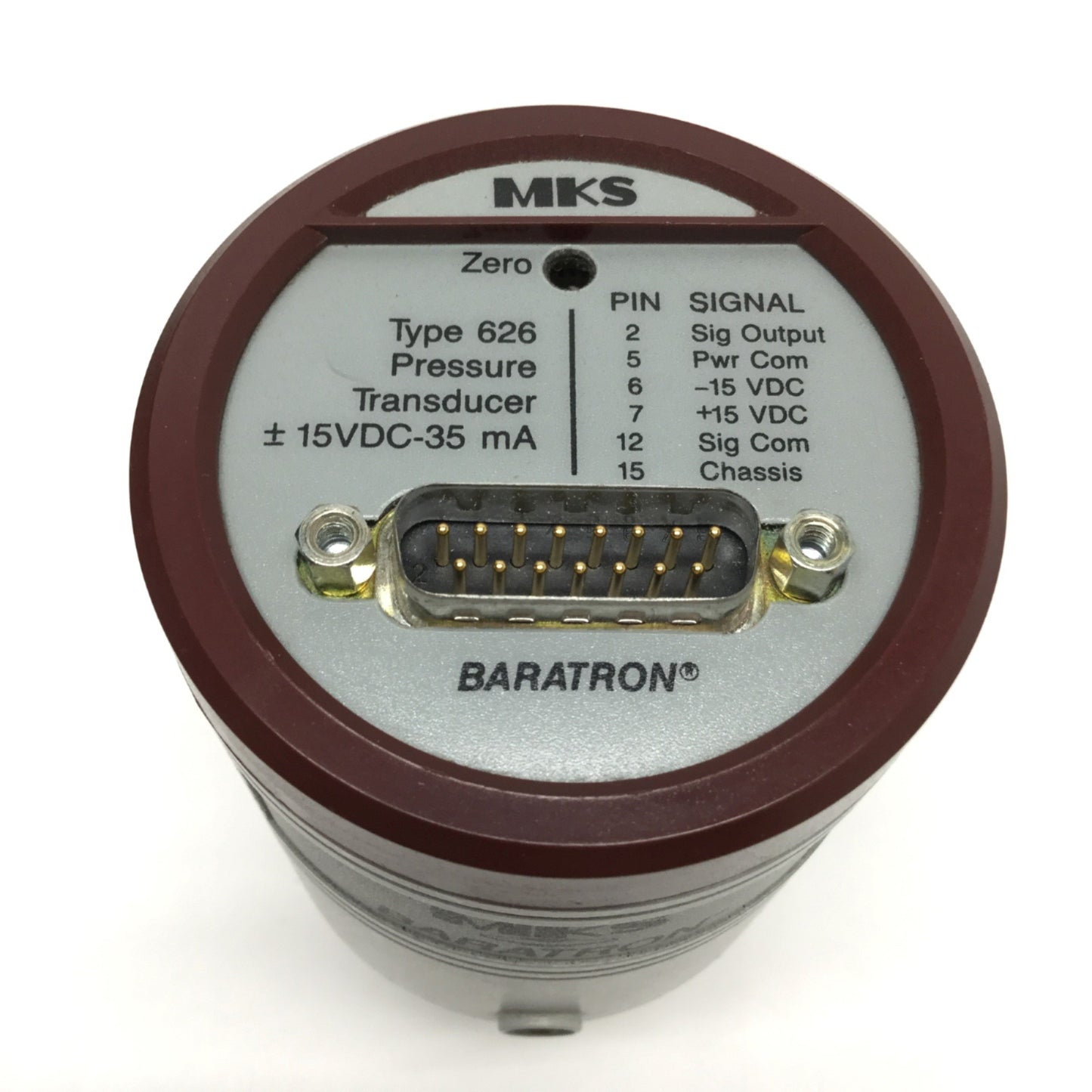 Used MKS 626A01MDE Baratron Capacitance Manometer Pressure Transducer 1mbar, DB15-pin
