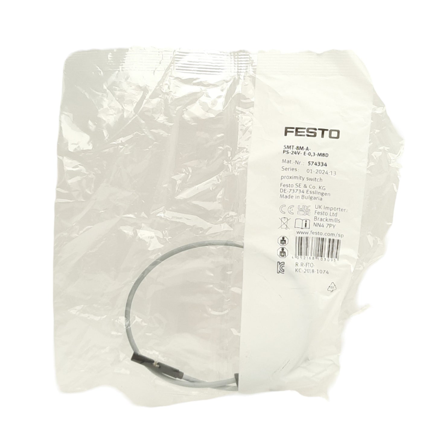 New Festo SMT-8M-A-PS-24V-E-0,3-M8D Proximity sensor 24VDC, PNP NO, 0.3m Cable, M8