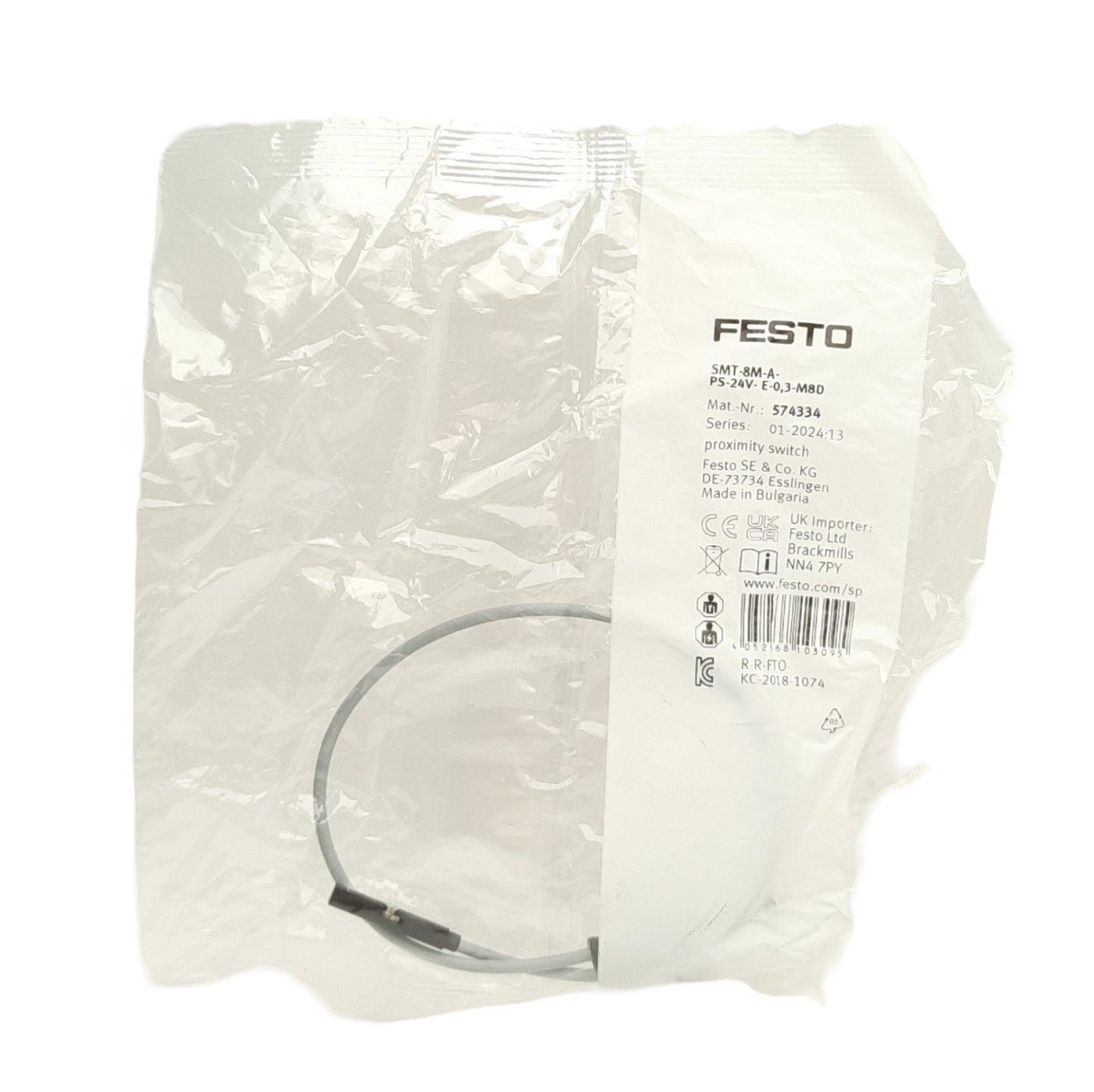 New Festo SMT-8M-A-PS-24V-E-0,3-M8D Proximity sensor 24VDC, PNP NO, 0.3m Cable, M8
