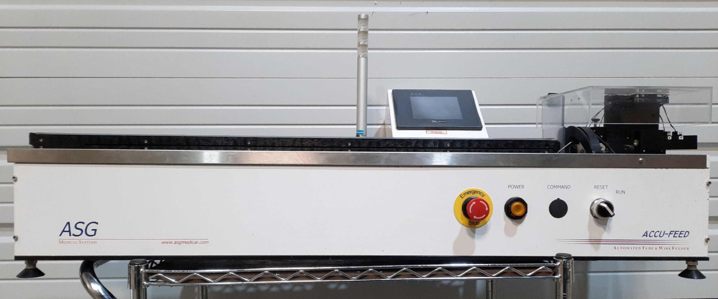 Used ASG Accu-Feed SCT Automatic Feeder, 1Part/2sec, 25"/sec, 48" Material, 120VAC