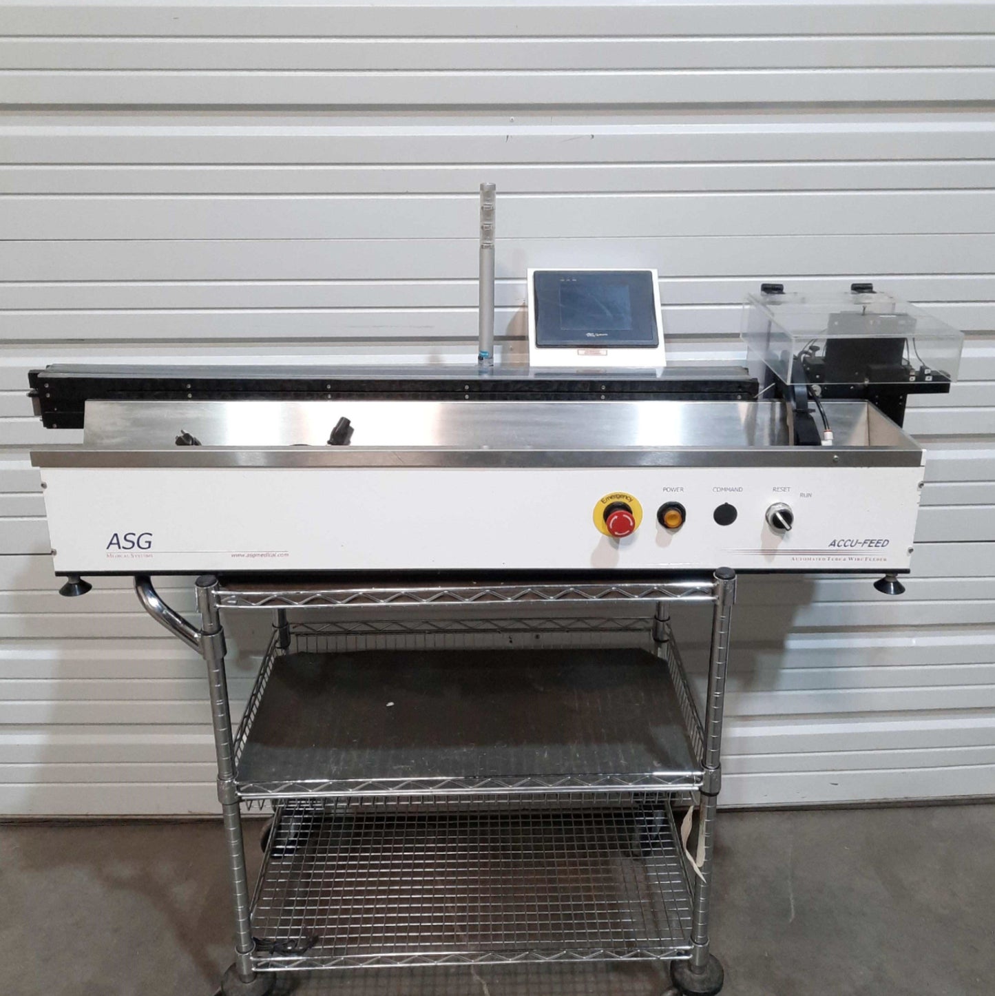 Used ASG Accu-Feed SCT Automatic Feeder, 1Part/2sec, 25"/sec, 48" Material, 120VAC