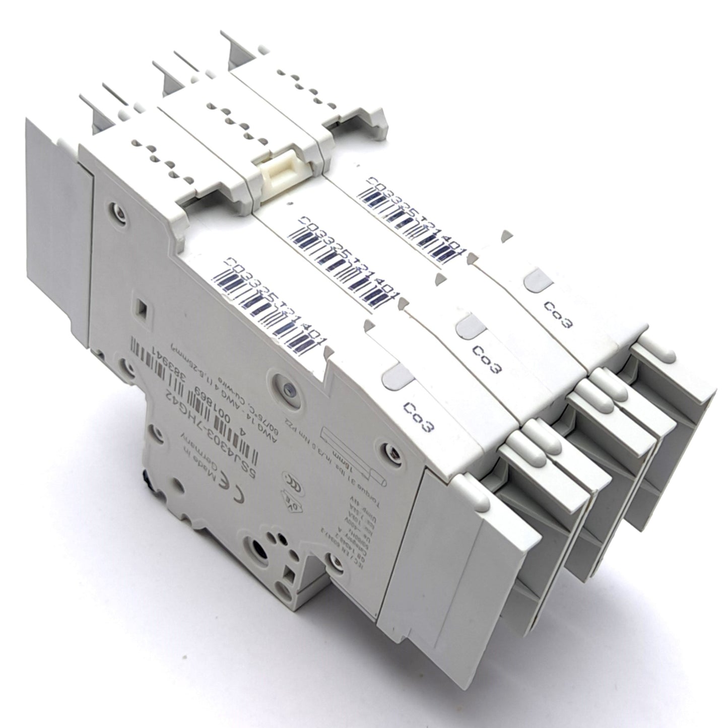 Used Siemens 5SJ4303-7HG42 Circuit Breaker 400v AC/125v DC, 3A, 3 Pole, DIN Mount
