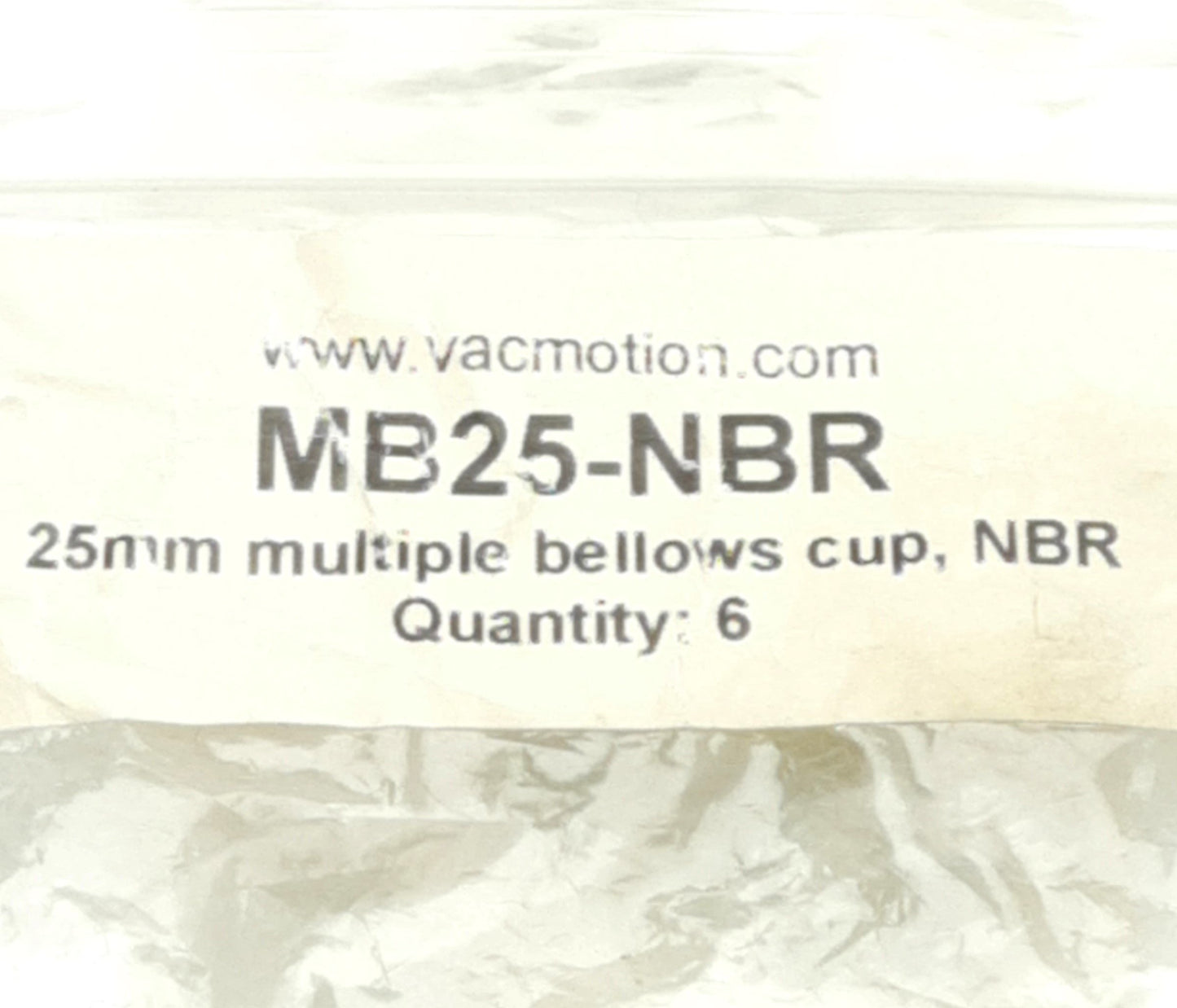 New Lot of 6 VacMotion MB25-NBR Bellows NBR Suction Cup, 25mm OD, 4.1Lbs Max