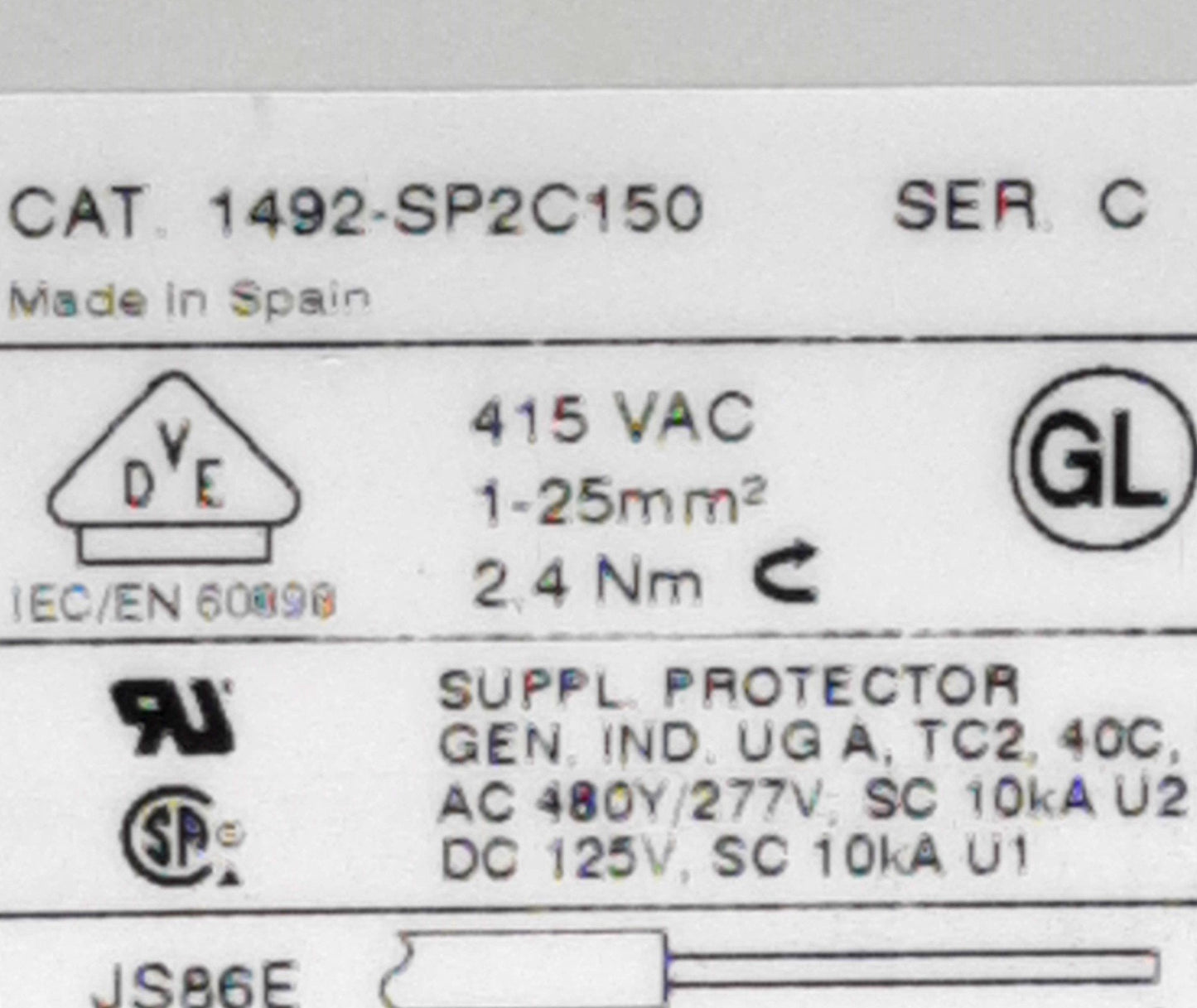 New – Open box Allen Bradley 1492-SP2C150 Miniature Circuit Breaker, 240/415VAC 15A, 2-Pole