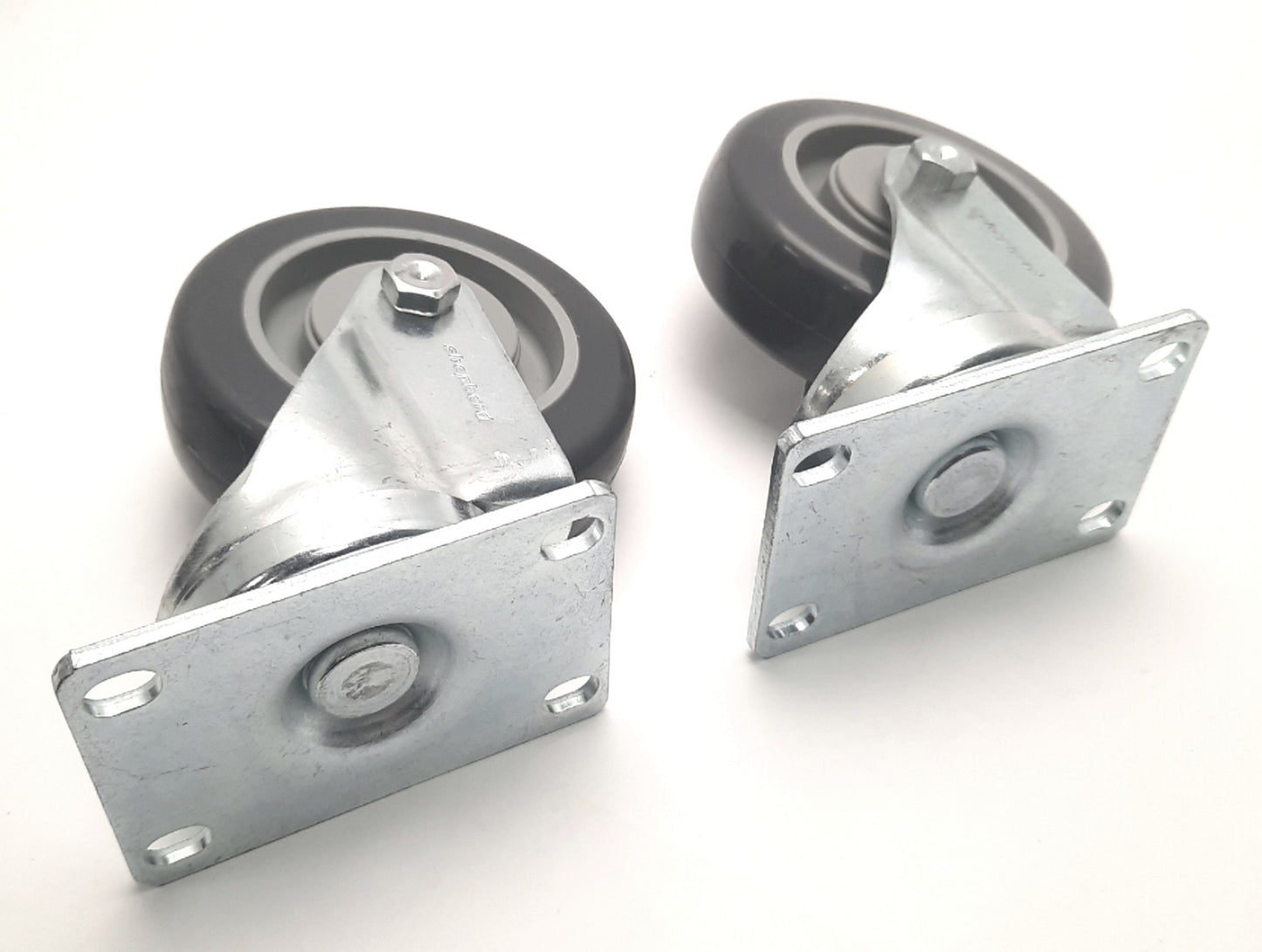 New – Open box Lot of 2 Shepherd Casters PGS40138ZN-TPU32GG Swivel Casters, 4x1-1/4", 300Lb Cap