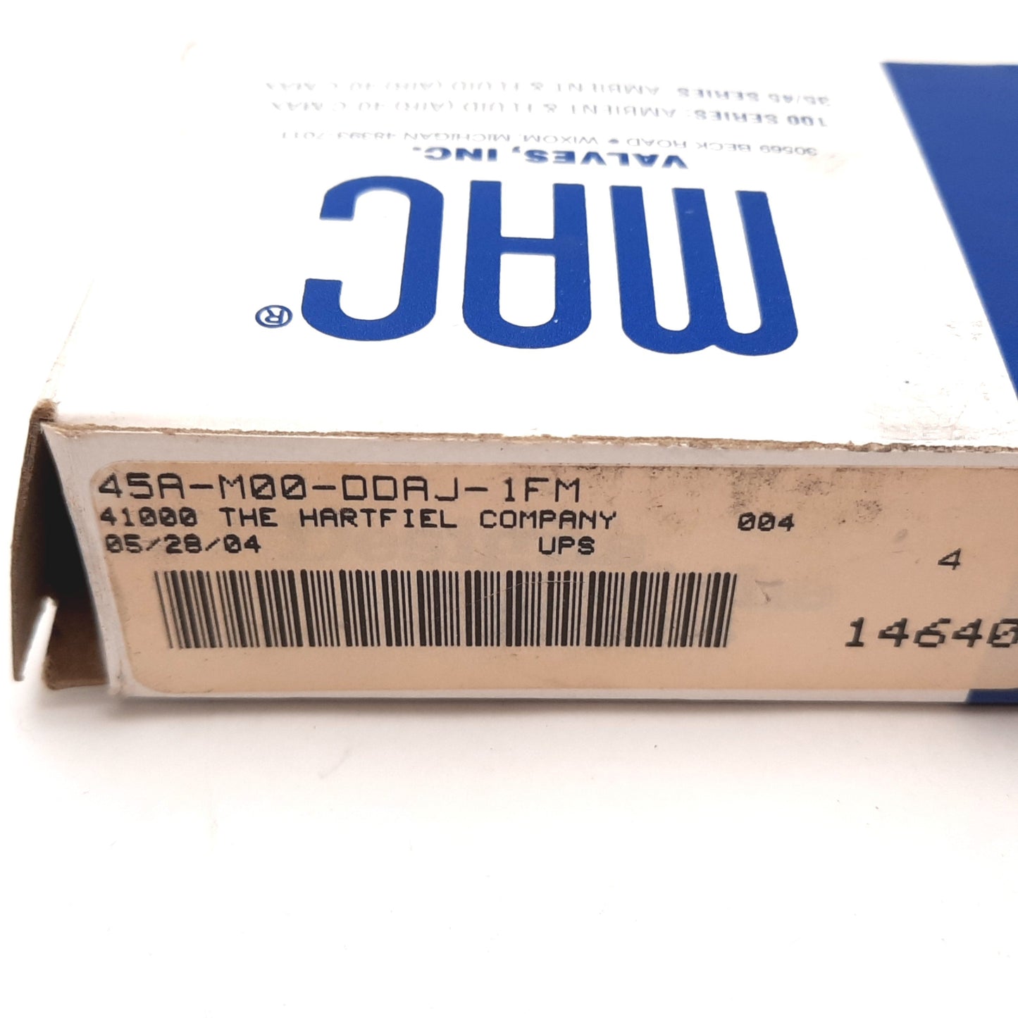 New Mac 45A-M00-DDAJ-1FM Solenoid Valve, 2-Position 4-Port, 24VDC, Vac to 120psi