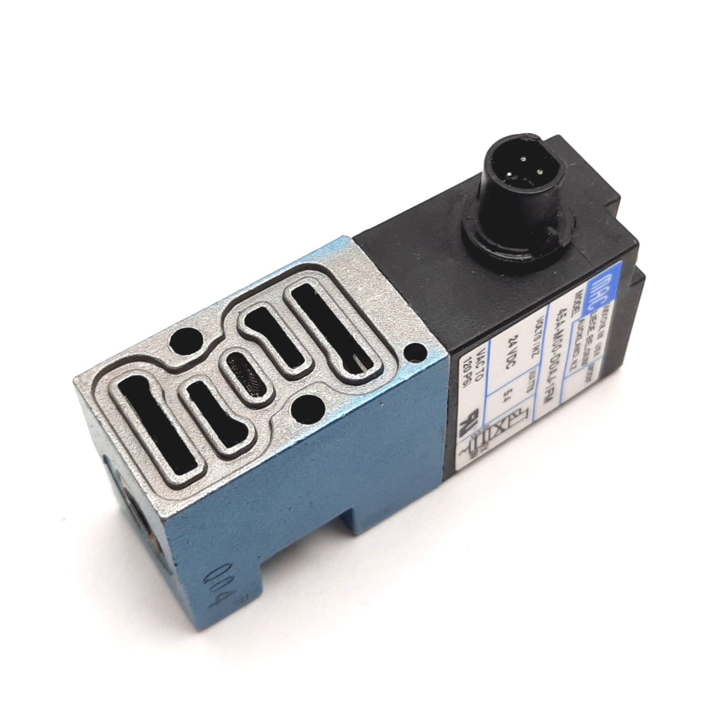 New Mac 45A-M00-DDAJ-1FM Solenoid Valve, 2-Position 4-Port, 24VDC, Vac to 120psi