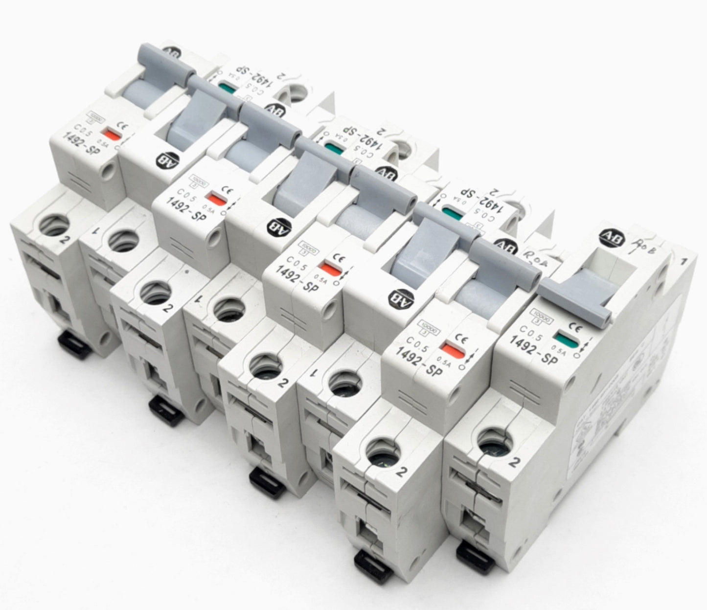New – Open box Lot of 8 Allen Bradley 1492-SP1C005 Circuit Breaker, 0.5A, 240/415VAC, 1POLE