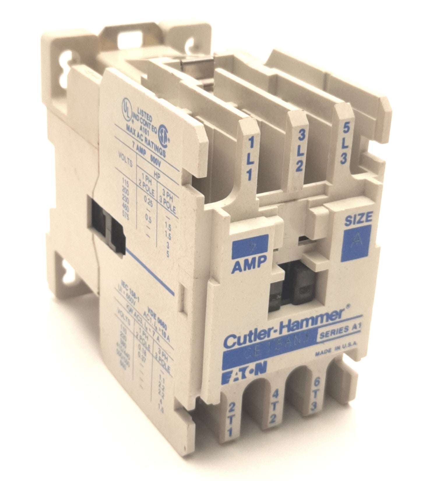 Used Cutler Hammer CE15AN3 Contactor 7A 3Pole, 120VAC Coil, 1 NO, 1/4HP Max