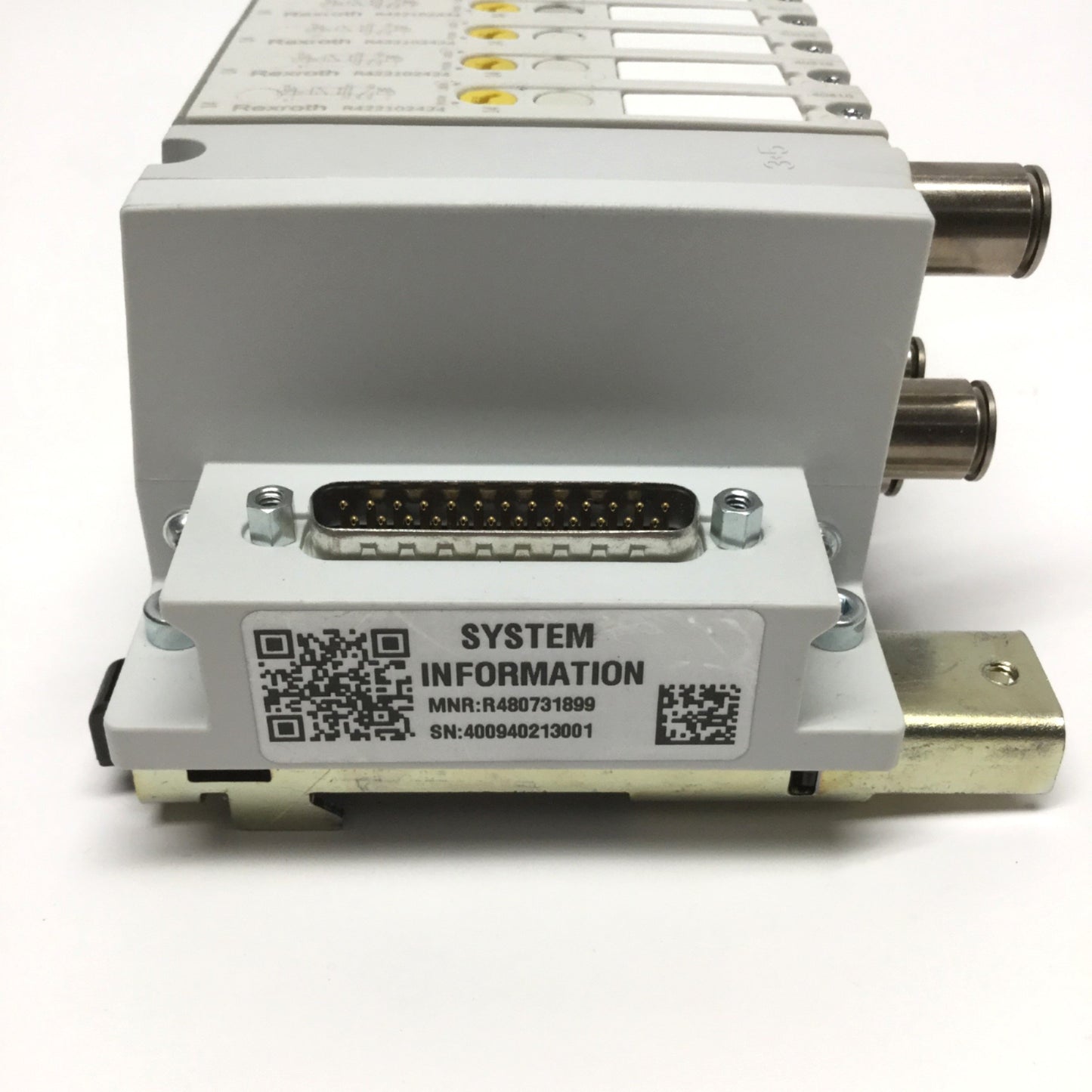 Used Rexroth AV03 D-Sub Manifold w/ 6x Solenoid Valves 5-Port 2-Position, 24VDC Coil