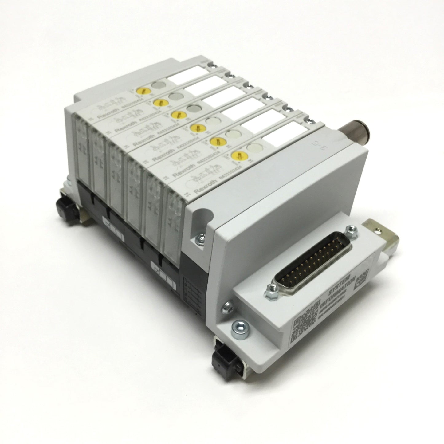 Used Rexroth AV03 D-Sub Manifold w/ 6x Solenoid Valves 5-Port 2-Position, 24VDC Coil