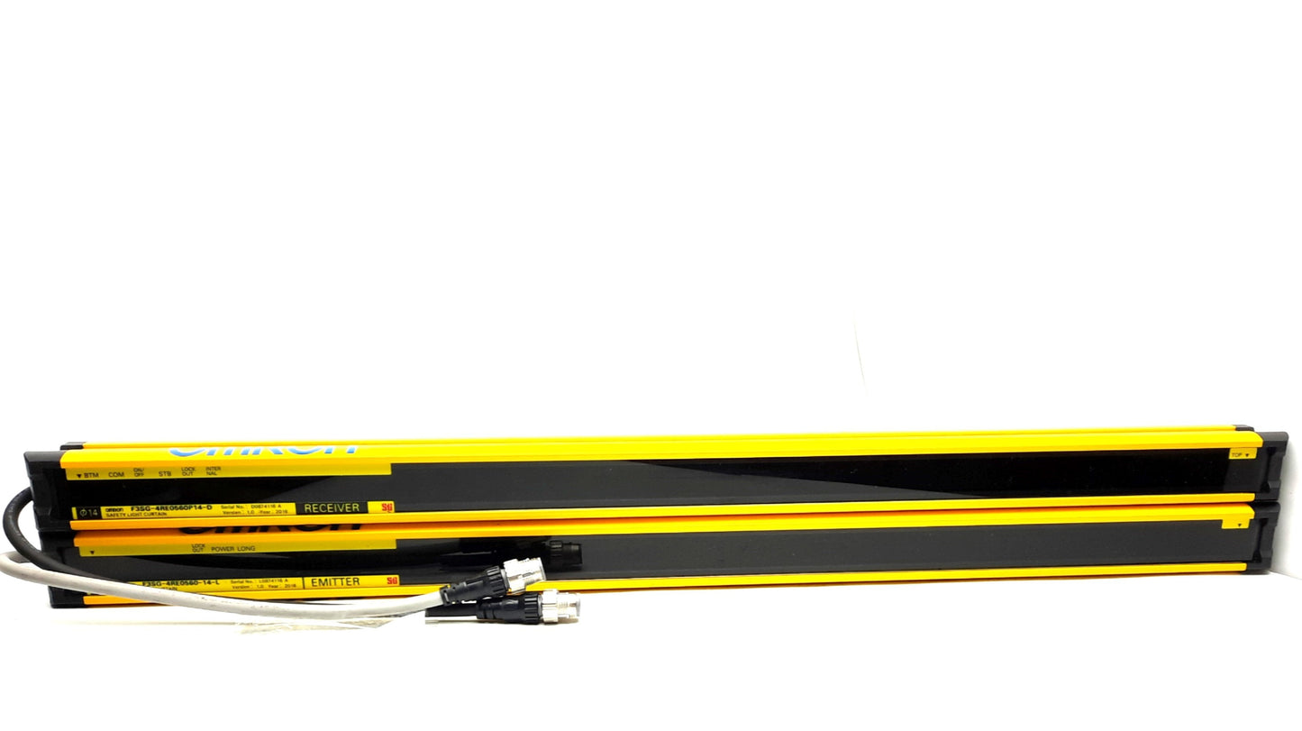 Used Omron F3SG-4RE0560P14 Light Curtain Set, 560mm Tall Area , 0.3-10m Range, 24VDC